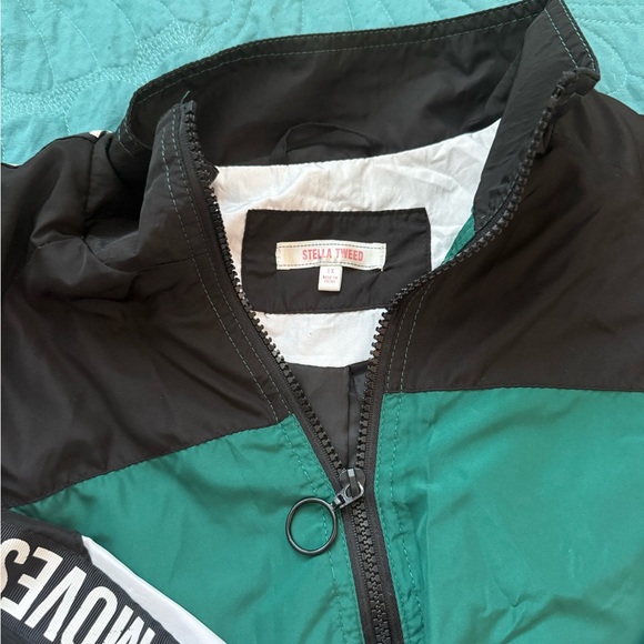 Black and Teal Windbreaker Jacket - Picture 3 of 3